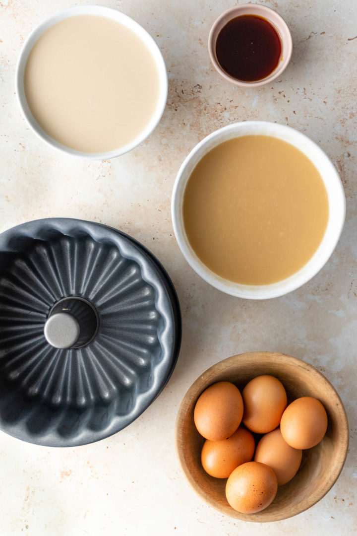 ingredients to make coconut flan