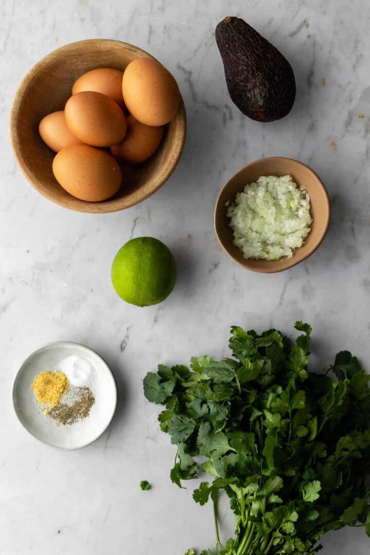 ingredients to make avocado deviled eggs