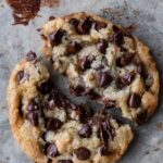 close-up to a vegan chocolate chip cookie